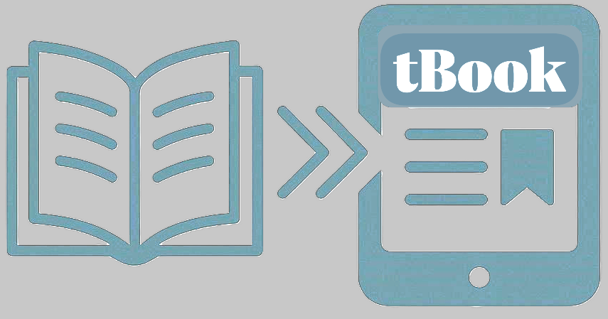 tBook Builder footer with contact information and social media links